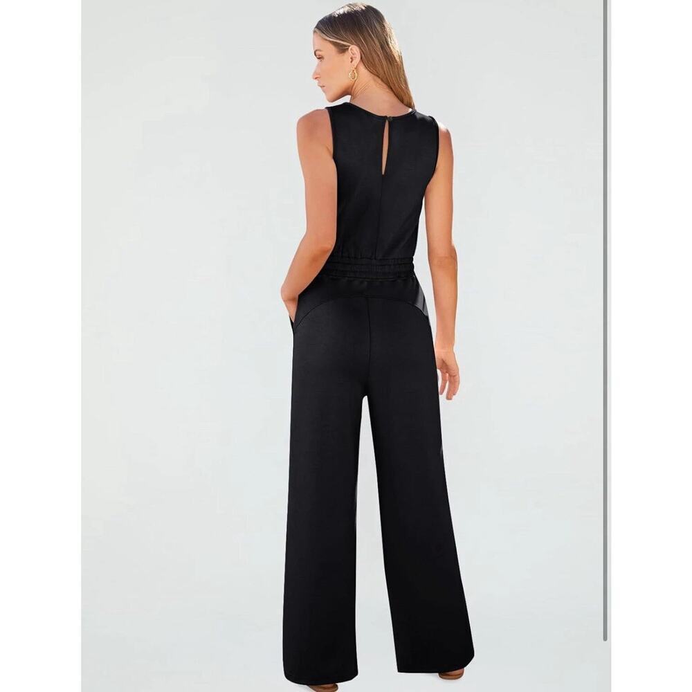 NEW Trendy Queen Women's Small Black  Jumpsuit Romper Casual Dressy Sleeveless - Picture 2 of 14
